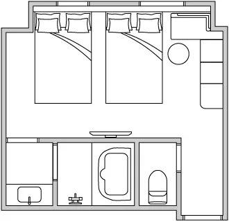 図：ツインルーム間取り