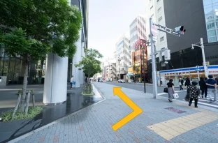 画像:ルート説明5 ローソンがあるので、その手前を左折します。