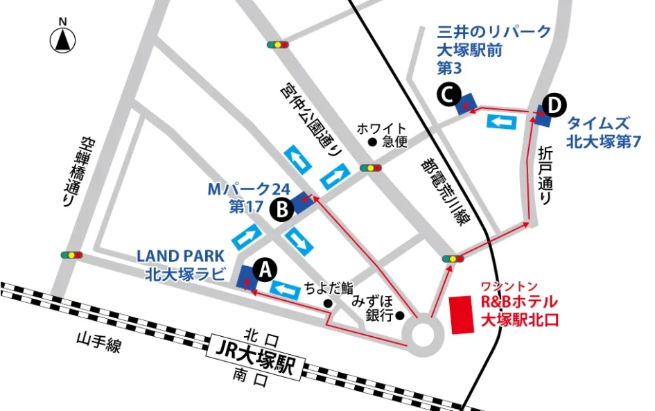 画像:ホテル近隣の駐車場マップ