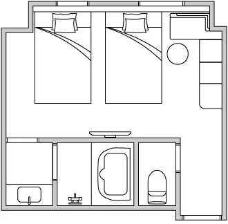 図：ツインルーム間取り