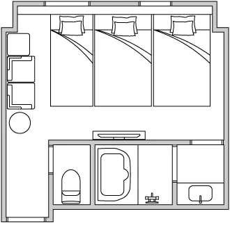 図：トリプルルーム間取り