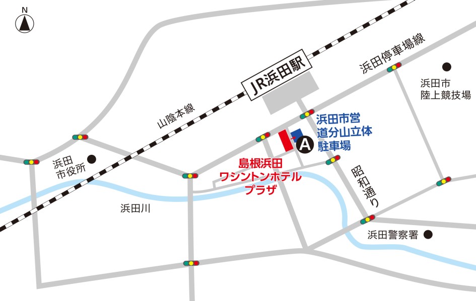 図：島根浜田ワシントンホテルプラザの周辺駐車場